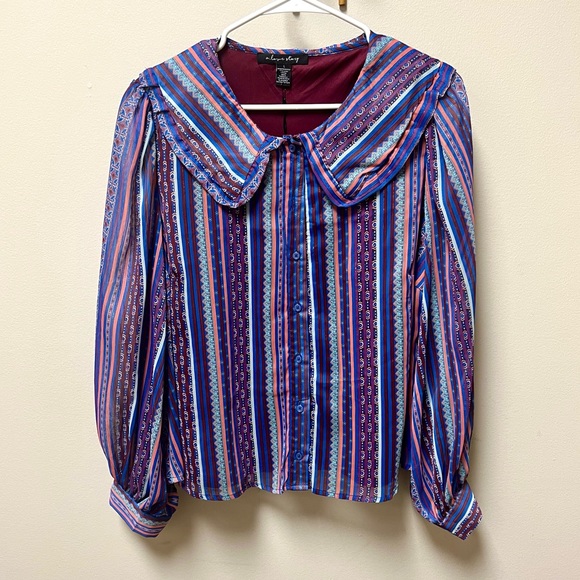 A Love Story Tops - BNWT 🪻 A Love Story Regent Georgette Peter Pan Collar Blouse
